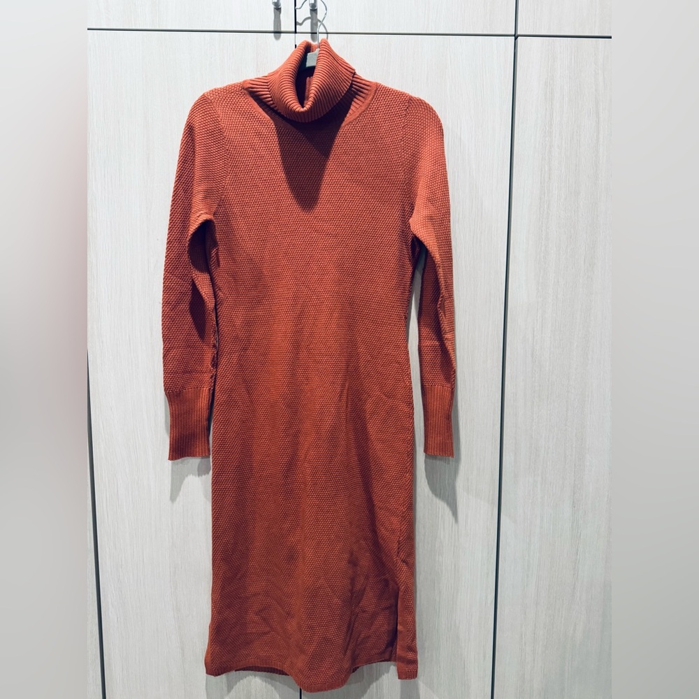 Prana Rust Orange Turtleneck Sweater Dress Fígaro Sz XS
